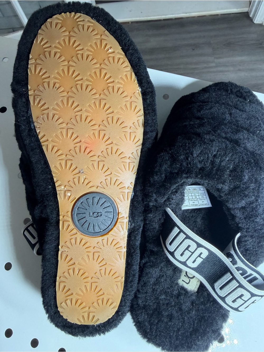 Ugg Fluff Yeah Sling black Fluffy Slippers Womens Size 8 (Excellent Condition!) - Picture 7 of 8